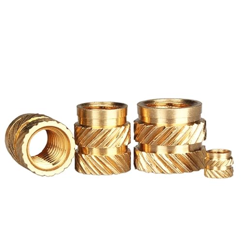 Eingebettete Kupfereinpressmutter Gewindeeinsätze Messing Hot Melt Insert Rändelmutter Gewinde Wärmeformung Doppel-Twill Injektion Einbettungsmutter(Length 9.5mm 50pcs,M2(OD3.5mm)) von YUEKOPOU