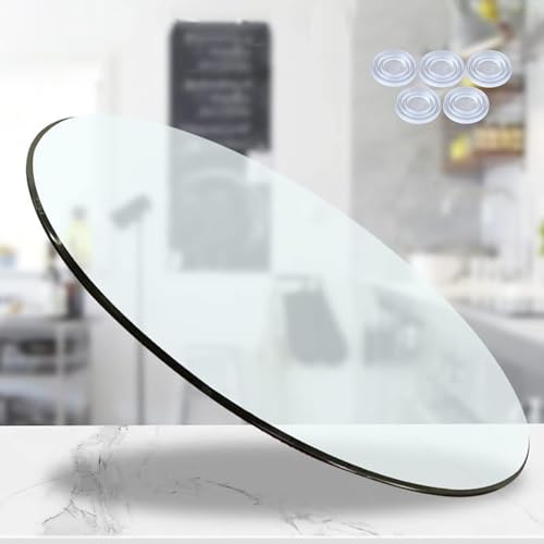 Esstisch aus gehärtetem Glas.Couchtisch mit Glasti Round Tempered Glass Table Top | Polished Edge | Transparent Circular Dining Coffee Table Surface | Ideal for Patio Side Tables(75CM(30INCH)) von YUEKOPOU