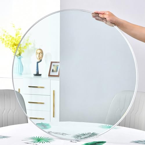 Esstisch aus gehärtetem Glas.Couchtisch mit Glasti Transparent Tempered Glass Table Top, Round Dining Table Glass Panel Protector, Flat Polish Edge, Crystal Clear Protective Cover，(90CM(36INCH)) von YUEKOPOU