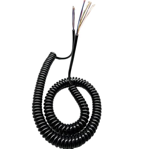 Federkabel, Spulenkabel, Stromkabel Federspiralka 24AWG Coiled Power Cable 9 Core 0.2mm² Polyurethane Jacket Multiple Stretch Lengths(Stretch 2.5 Meter) von YUEKOPOU