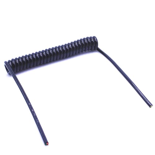 Federkabel, Spulenkabel, Stromkabel Federspiralka Coiled Spring Cable 2 Cores 14-24 AWG Stretch Length 1.2-3.7m(24awg 0.2mm,Stretch 3.7 meters) von YUEKOPOU
