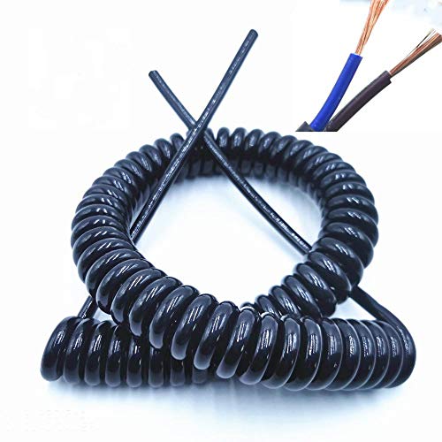 Federverlängerungskabel, Teleskop-Telefonkabel, Spring Coiled 2-Core Cable Multiple AWG Black Power Cord Length 2.5m Federverlängerungskabel, Teleskop-Telefonkabel, Spring Coiled 2-Core Cable Multiple AWG Black Power Cord Length 2.5m von YUEKOPOU