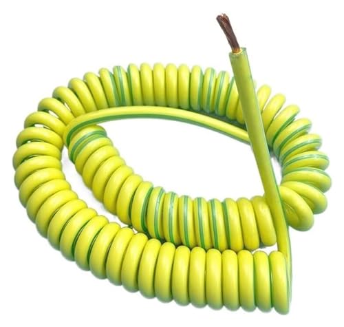 Federverlängerungskabel, Teleskop-Telefonkabel, Spring Spiral Cable Yellow Green Ground Wire Single Core 7-20 AWG Stretch 1-5 Meters(18awg 0.75mm2,Stretch 3 Meters) von YUEKOPOU