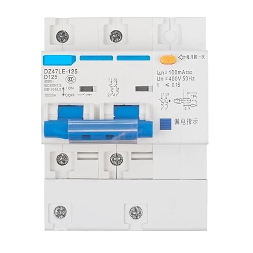 Leckageschutz, Luftschalter, Leistungsschalter, Pa Mini Leakage Circuit Breaker 1P+N 2P 3P 4P Multiple Amperages Pack of 1(1p+n,125A) von YUEKOPOU