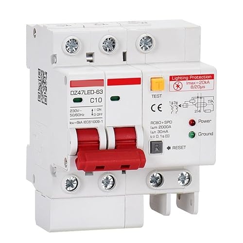 Leckageschutz, Luftschalter, Leistungsschalter, Pa Residual Current Circuit Breaker RCD RCBO RCCB Main Switch With Surge Protector Earth Protection Leakage Protector(10a) von YUEKOPOU