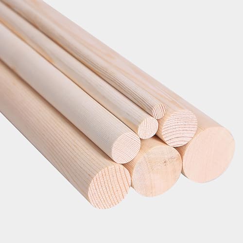 Rundholzstäbe, Rundstäbe, Holzstäbe, 2PCS Dowel Rods Wood Sticks, 40Cm Long Unfinished Round Wooden Hardwood Sticks for DIY Crafts, 3-5Cm Dia,4cm(3cm) von YUEKOPOU