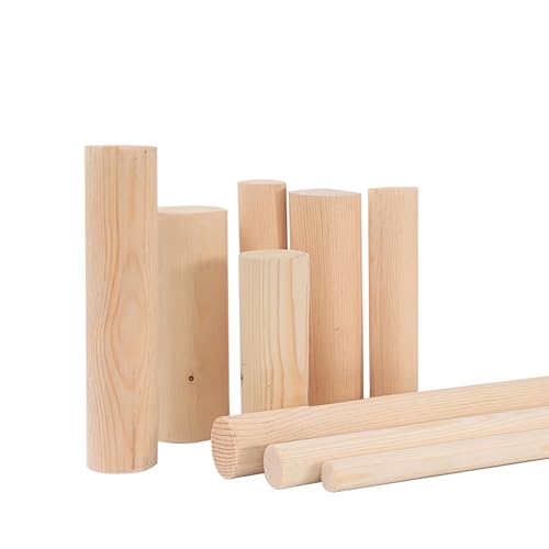 Rundholzstäbe, Rundstäbe, Holzstäbe, 4 PCS Dowel Rods Wood Sticks, 3.5-6Cm Dia Unfinished Round Wooden Hardwood Sticks for DIY Crafts, 20Cm Long,6cm(4cm) von YUEKOPOU