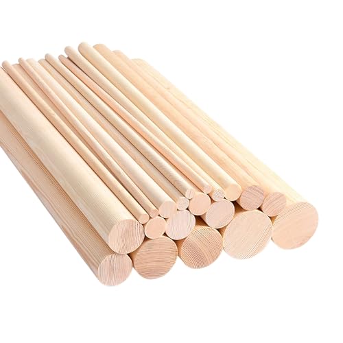 Rundholzstäbe, Rundstäbe, Holzstäbe, 4PCS Dowel Rods Wood Sticks, 3-6Cm Dia 20Cm Long Unfinished Round Wooden Hardwood Sticks for DIY Crafts,6cm(4cm) von YUEKOPOU