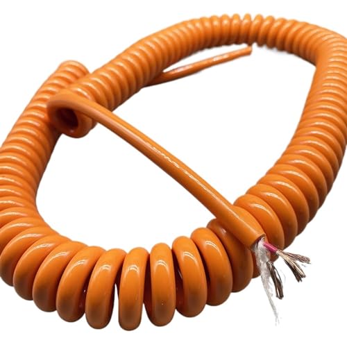 Teleskopisches Spulenkabel, einziehbares Kabel, 2 Core 0.5mm2 Spring Retractable Spiral Power Extension Cord Multiple Sizes(Stretch 3 Meters) von YUEKOPOU