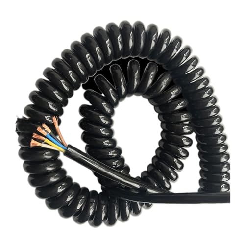 Teleskopisches Spulenkabel, einziehbares Kabel, 5 Core 20AWG Spiral Power Cable Black Multiple Sizes(Line length 7.5 meter) von YUEKOPOU