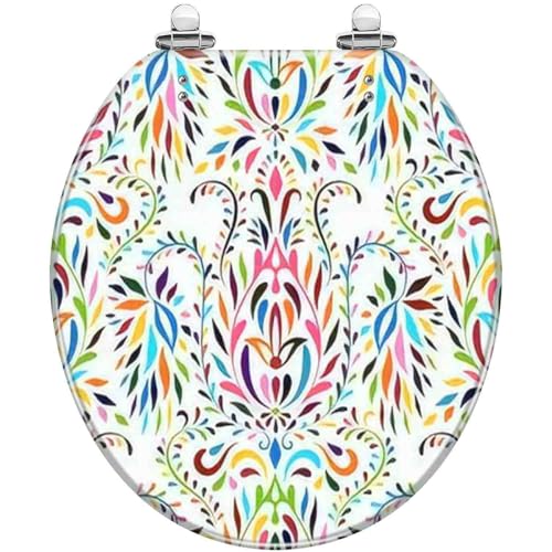 Toilettensitz, langsam schließender Toilettensitz Resin Soft Close Toilet Seat 43x36cm 10-20cm Hole Distance For U V O Shaped Toilets(Style-1) von YUEKOPOU