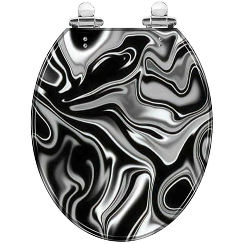 Toilettensitz, langsam schließender Toilettensitz Resin Soft Close Toilet Seat 43x36cm 10-20cm Hole Distance For U V O Shaped Toilets(Style-2) von YUEKOPOU