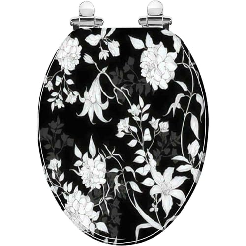 Toilettensitz, langsam schließender Toilettensitz Resin Soft Close Toilet Seat 43x36cm 10-20cm Hole Distance For U V O Shaped Toilets(Style-6) von YUEKOPOU