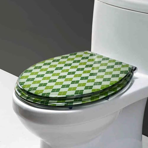 Toilettensitz, langsam schließender Toilettensitz Resin Soft Close Toilet Seat With Bottom Lock For Half Enclosed Toilet 42x36cm Multicolor(Style-8) von YUEKOPOU