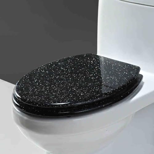 Toilettensitz, langsam schließender Toilettensitz Resin Toilet Seat Multicolor 42x36 cm(Style-4) von YUEKOPOU
