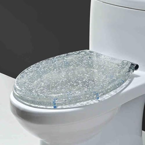 Toilettensitz, langsam schließender Toilettensitz Resin Toilet Seat Multicolor 42x36 cm(Style-7) von YUEKOPOU