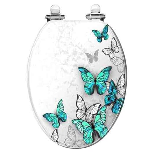 Toilettensitz, langsam schließender Toilettensitz Resin Toilet Seat Slow Close 36x43cm 10-20cm Hole Distance For U V O Shape Toilets(E Style) von YUEKOPOU