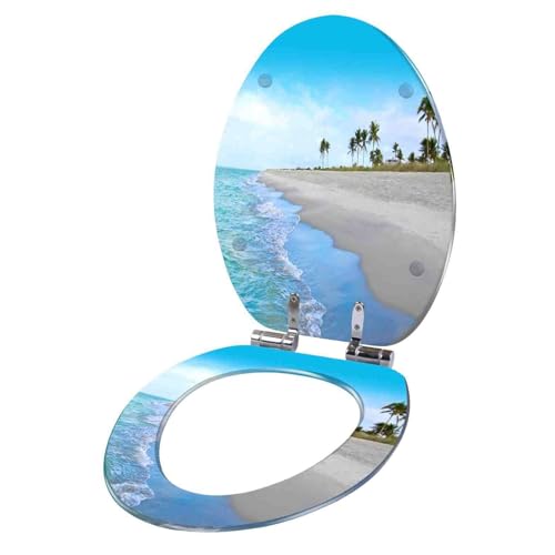 Toilettensitz, langsam schließender Toilettensitz Resin Toilet Seat Slow Close 36x43cm 10-20cm Hole Distance For U V O Shape Toilets(J Style) von YUEKOPOU