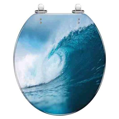 Toilettensitz, langsam schließender Toilettensitz Resin Toilet Seat Slow Close 36x43cm 10-20cm Hole Distance For U V O Shape Toilets(N Style) von YUEKOPOU