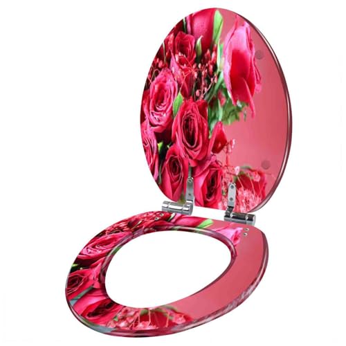 Toilettensitz, langsam schließender Toilettensitz Resin Toilet Seat Slow Close 36x43cm 10-20cm Hole Distance For U V O Shape Toilets(O Style) von YUEKOPOU