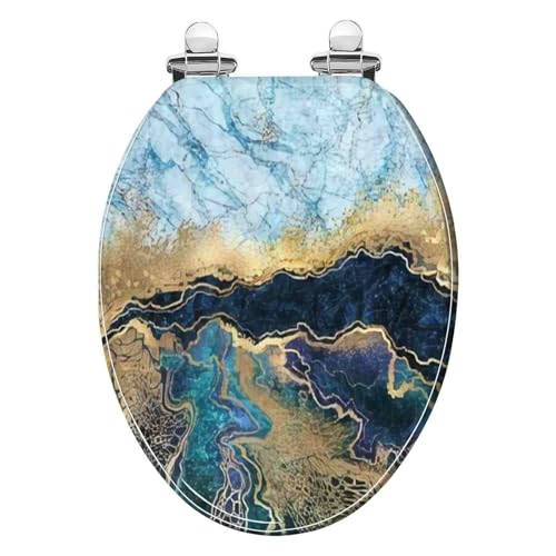 Toilettensitz, langsam schließender Toilettensitz Resin Toilet Seat Slow Close 36x43cm 10-20cm Hole Distance For U V O Shape Toilets(S Style) von YUEKOPOU