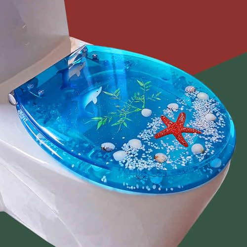 Toilettensitz, langsam schließender Toilettensitz Resin Toilet Seat Slow Close Quick Release Multicolor 32-38x40-47cm(A Style) von YUEKOPOU