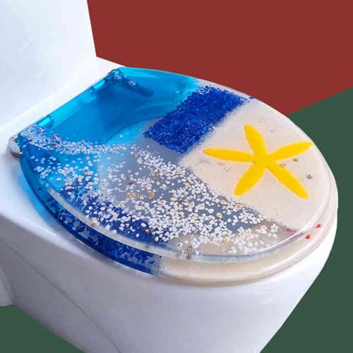 Toilettensitz, langsam schließender Toilettensitz Resin Toilet Seat Slow Close Quick Release Multicolor 32-38x40-47cm(C Style) von YUEKOPOU