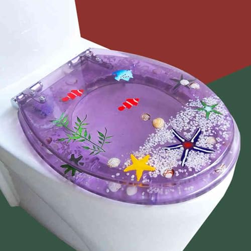 Toilettensitz, langsam schließender Toilettensitz Resin Toilet Seat Slow Close Quick Release Multicolor 32-38x40-47cm(E Style) von YUEKOPOU