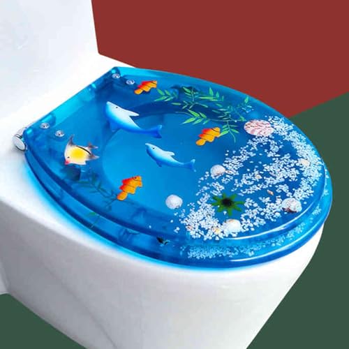 Toilettensitz, langsam schließender Toilettensitz Resin Toilet Seat Slow Close Quick Release Multicolor 32-38x40-47cm(F Style) von YUEKOPOU