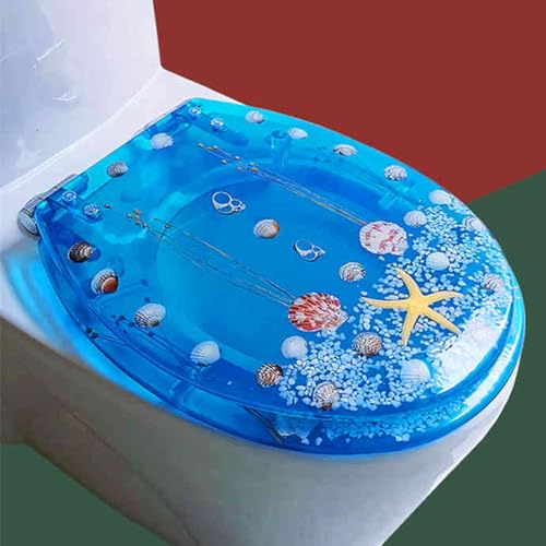 Toilettensitz, langsam schließender Toilettensitz Resin Toilet Seat Slow Close Quick Release Multicolor 32-38x40-47cm(H Style) von YUEKOPOU