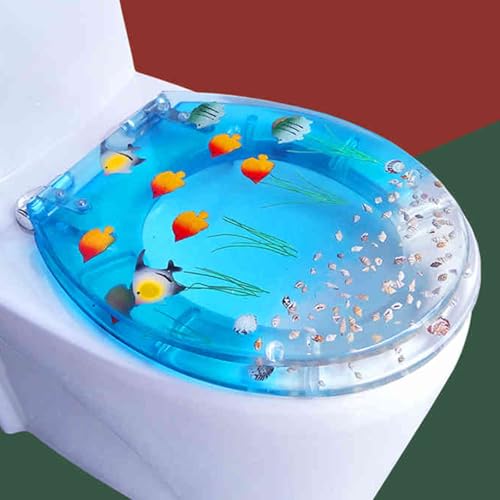 Toilettensitz, langsam schließender Toilettensitz Resin Toilet Seat Slow Close Quick Release Multicolor 32-38x40-47cm(K Style) von YUEKOPOU