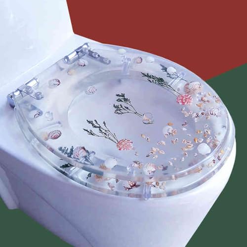 Toilettensitz, langsam schließender Toilettensitz Resin Toilet Seat Slow Close Quick Release Multicolor 32-38x40-47cm(M Style) von YUEKOPOU