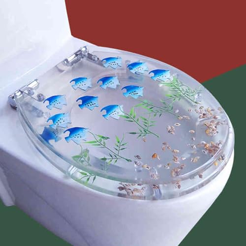 Toilettensitz, langsam schließender Toilettensitz Resin Toilet Seat Slow Close Quick Release Multicolor 32-38x40-47cm(N Style) von YUEKOPOU