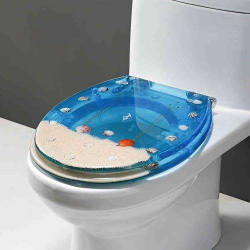 Toilettensitz, langsam schließender Toilettensitz Resin Toilet Seat Slow Close Quick Release Multicolor 36x42cm For 13-20cm Hole Distance(Style C) von YUEKOPOU