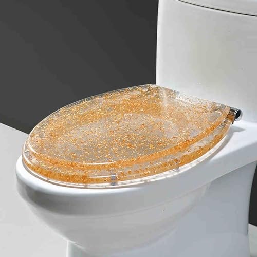Toilettensitz, langsam schließender Toilettensitz Resin Toilet Seat Slow Close Quick Release Multicolor 36x42cm For 13-20cm Hole Distance(Style L) von YUEKOPOU
