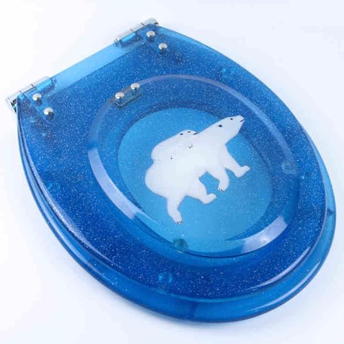 Toilettensitz, langsam schließender Toilettensitz Resin Toilet Seat Slow Close Silent Descent Thickened For U V O Shaped Toilets 42x36 cm(Style-18) von YUEKOPOU