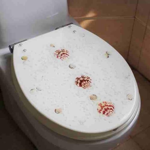 Toilettensitz, langsam schließender Toilettensitz Resin Toilet Seat Slow Close Silent Descent Thickened For U V O Shaped Toilets 42x36 cm(Style-3) von YUEKOPOU