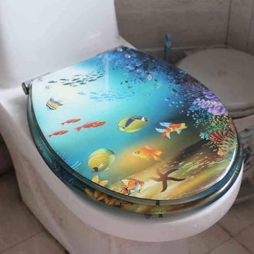Toilettensitz, langsam schließender Toilettensitz Resin Toilet Seat Slow Close Silent Descent Thickened For U V O Shaped Toilets 42x36 cm(Style-7) von YUEKOPOU