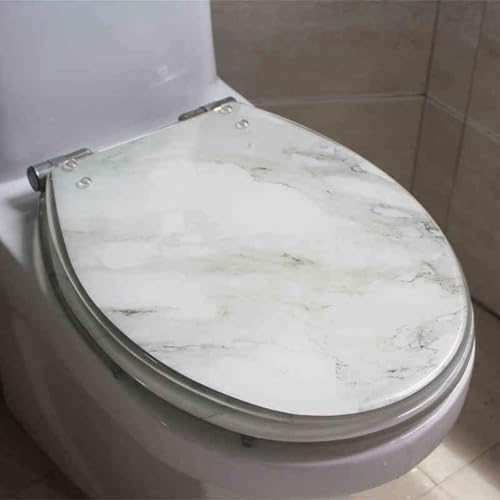 Toilettensitz, langsam schließender Toilettensitz Resin Toilet Seat Slow Close Silent Descent Thickened For U V O Shaped Toilets 42x36 cm(Style-8) von YUEKOPOU