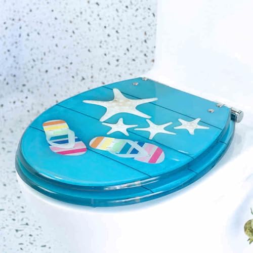 Toilettensitz, langsam schließender Toilettensitz Resin Toilet Seat Soft Close Arc Design Removable For U V O Toilets Size 42x36 cm(Style-10) von YUEKOPOU