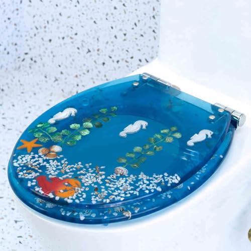 Toilettensitz, langsam schließender Toilettensitz Resin Toilet Seat Soft Close Arc Design Removable For U V O Toilets Size 42x36 cm(Style-12) von YUEKOPOU