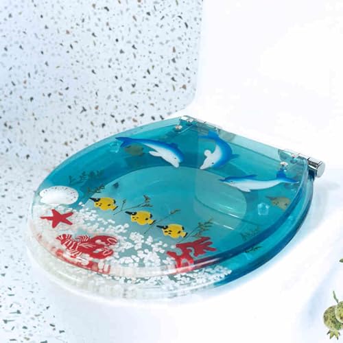 Toilettensitz, langsam schließender Toilettensitz Resin Toilet Seat Soft Close Arc Design Removable For U V O Toilets Size 42x36 cm(Style-6) von YUEKOPOU