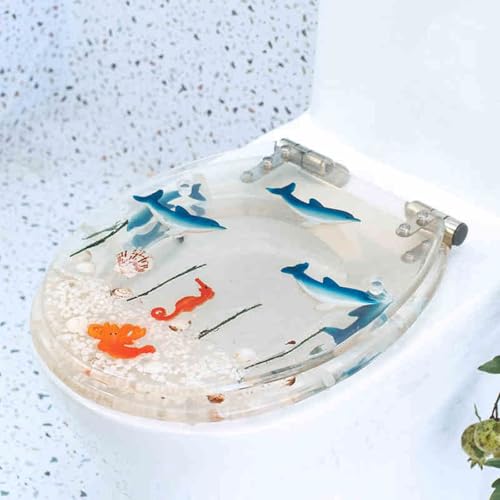 Toilettensitz, langsam schließender Toilettensitz Resin Toilet Seat Soft Close Arc Design Removable For U V O Toilets Size 42x36 cm(Style-7) von YUEKOPOU