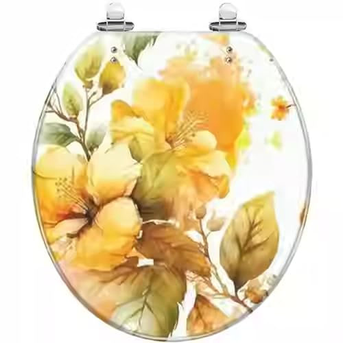 Toilettensitz, langsam schließender Toilettensitz Resin Toilet Seat Soft Close Quick Release For U V O Type Toilets 43x36 cm Multicolor(Style-1) von YUEKOPOU
