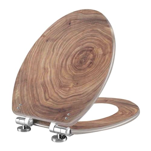 Toilettensitz, langsam schließender Toilettensitz Slow Close Quick Release Oval Toilet Seat 43x36 cm(Style-1) von YUEKOPOU