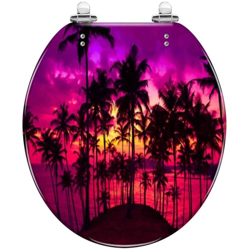 Toilettensitz, langsam schließender Toilettensitz Slow Close Quick Release Oval Toilet Seat 43x36 cm(Style-11) von YUEKOPOU