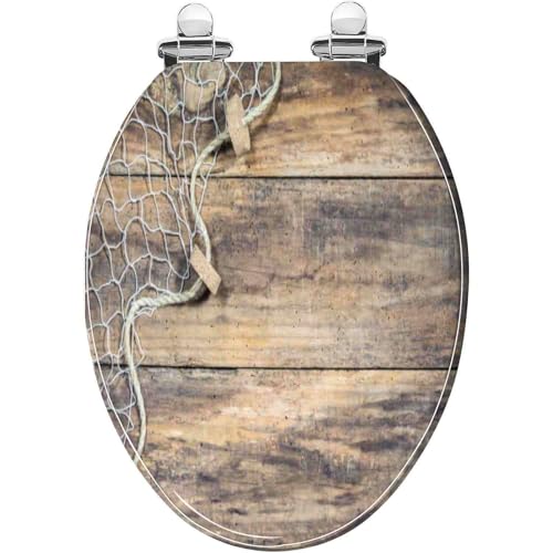 Toilettensitz, langsam schließender Toilettensitz Slow Close Quick Release Oval Toilet Seat 43x36 cm(Style-21) von YUEKOPOU