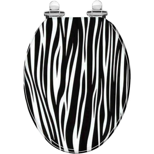 Toilettensitz, langsam schließender Toilettensitz Slow Close Quick Release Oval Toilet Seat 43x36 cm(Style-4) von YUEKOPOU