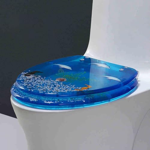 Toilettensitz, langsam schließender Toilettensitz Slow Close Resin Toilet Seat Multicolor 44x36.5cm(Style-4) von YUEKOPOU