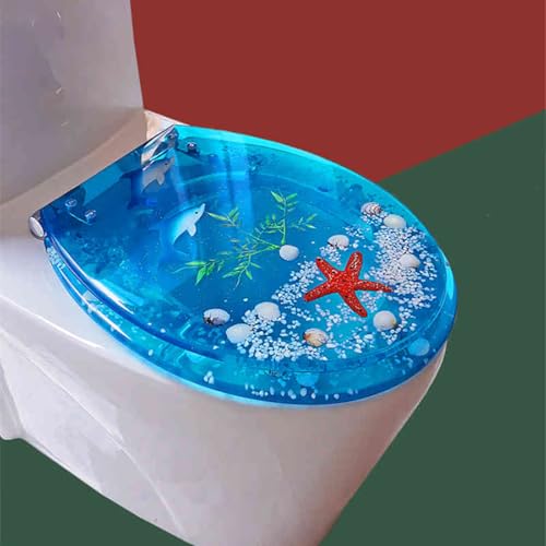 Toilettensitz, langsam schließender Toilettensitz Slow Close Toilet Seat Resin Multicolor 42x36cm Quick Release Easy Clean(Style-1) von YUEKOPOU